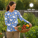 Chickens In Garden Women's Long-Sleeve Sun Shirt With Thumbholes