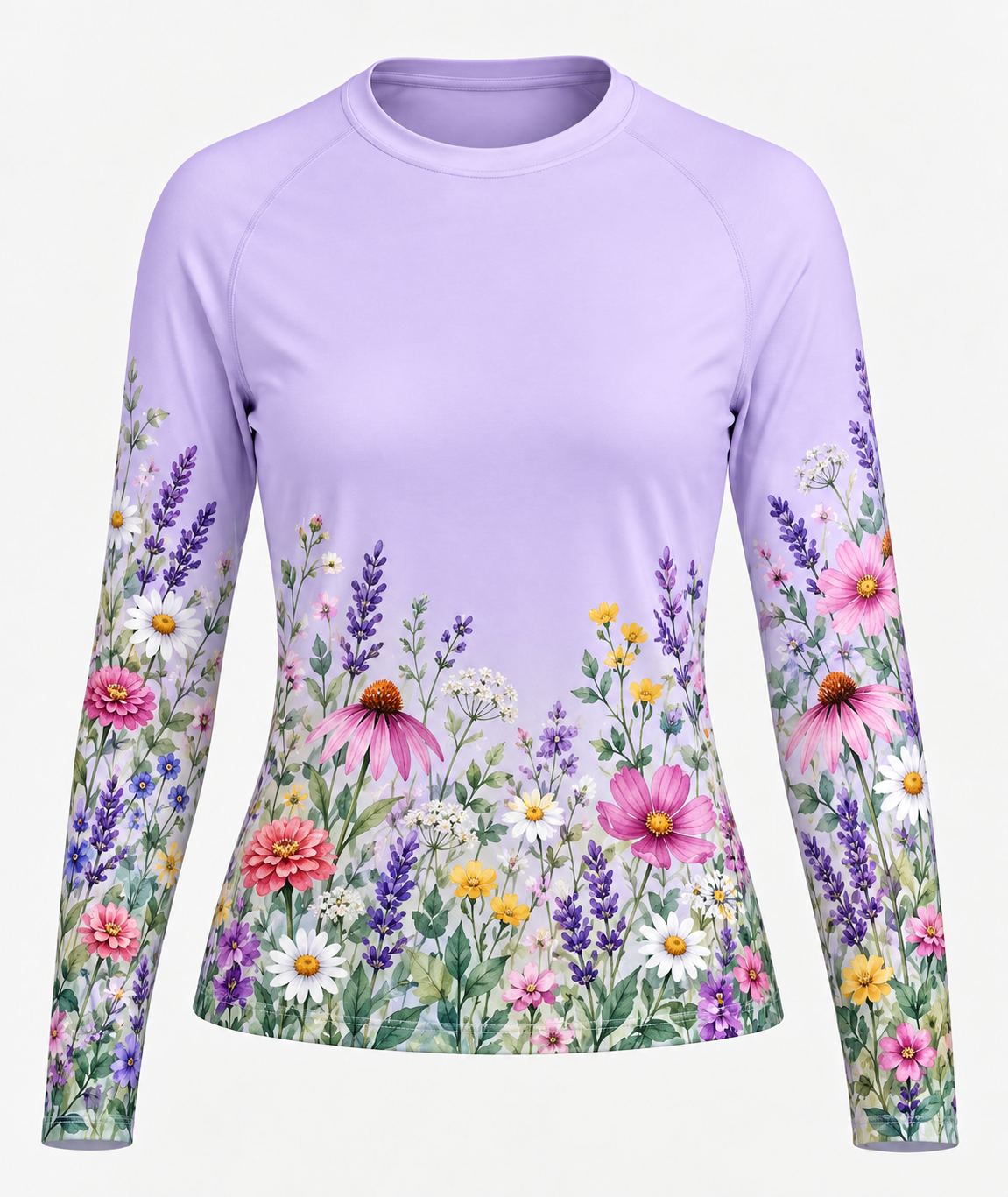 Lavender Garden Women's Long-Sleeve Sun Shirt With Thumbholes