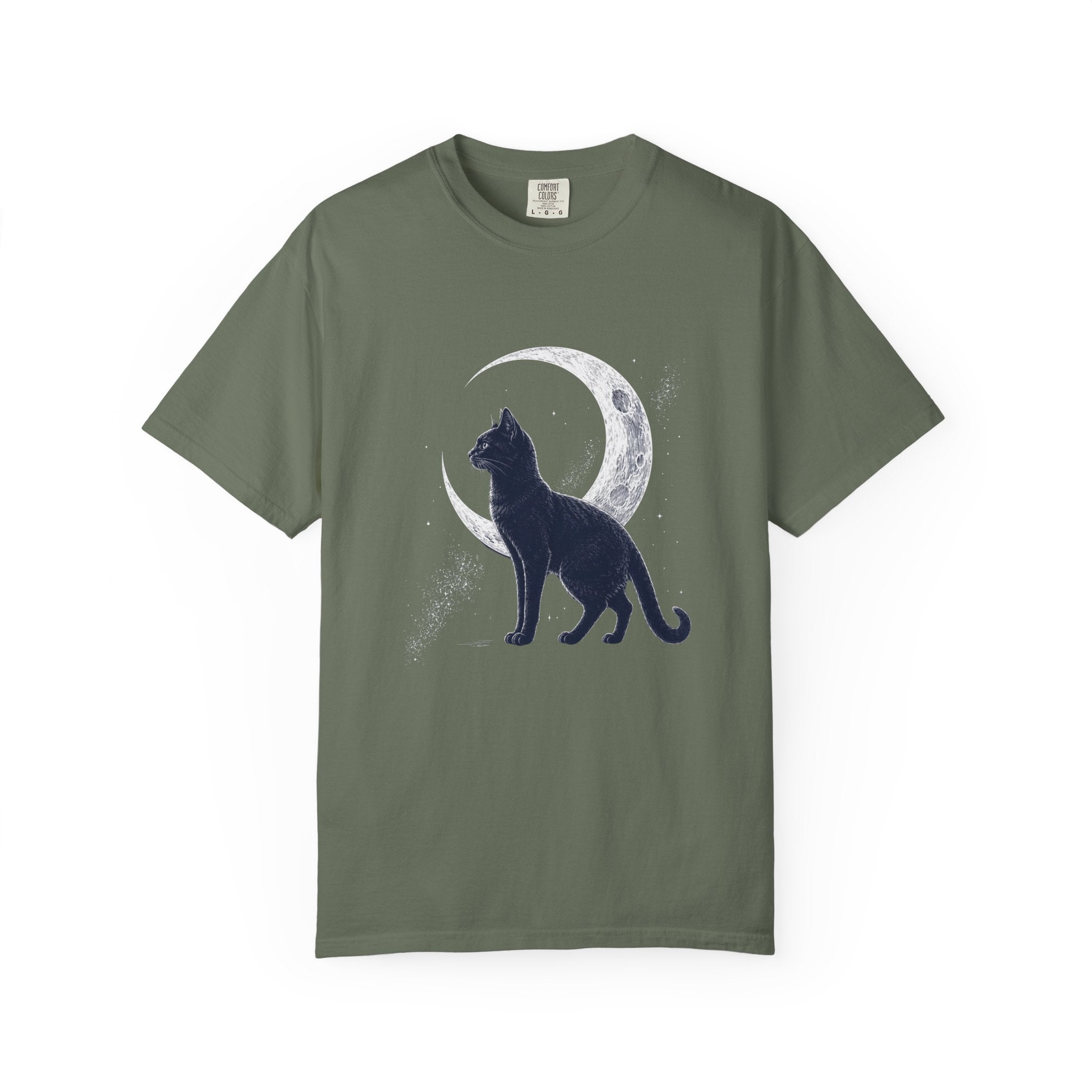 Black Cat and Moon Comfort Colors T-shirt
