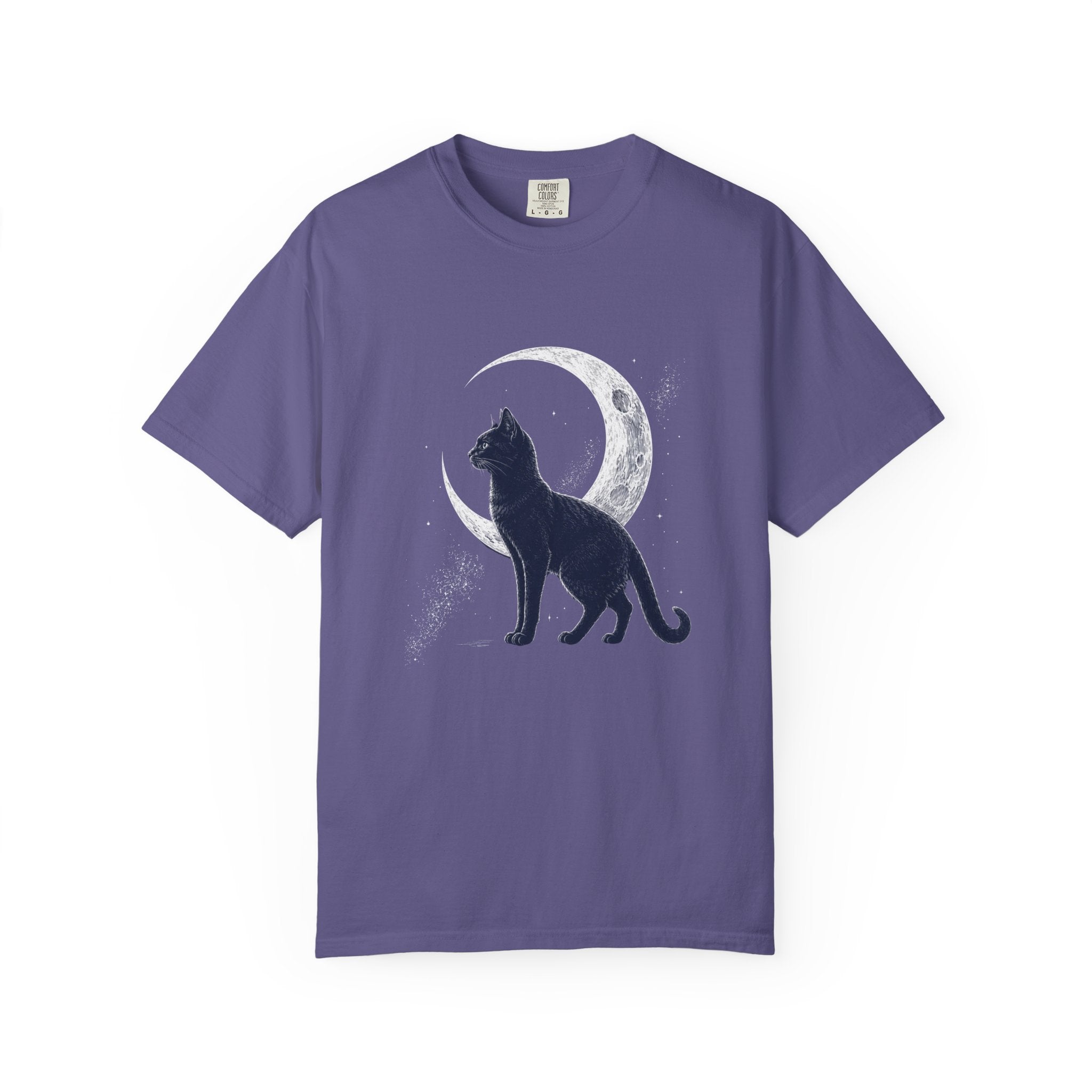Black Cat and Moon Comfort Colors T-shirt