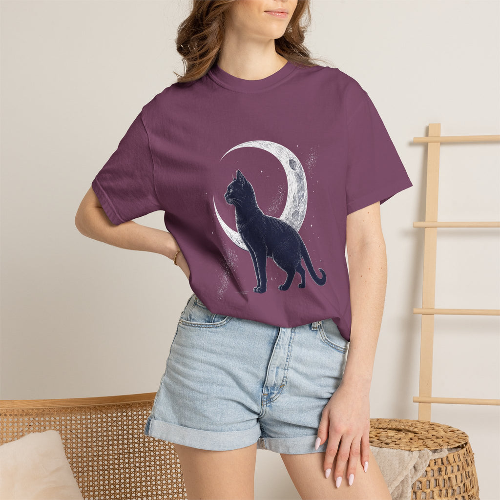 Black Cat and Moon Comfort Colors T-shirt