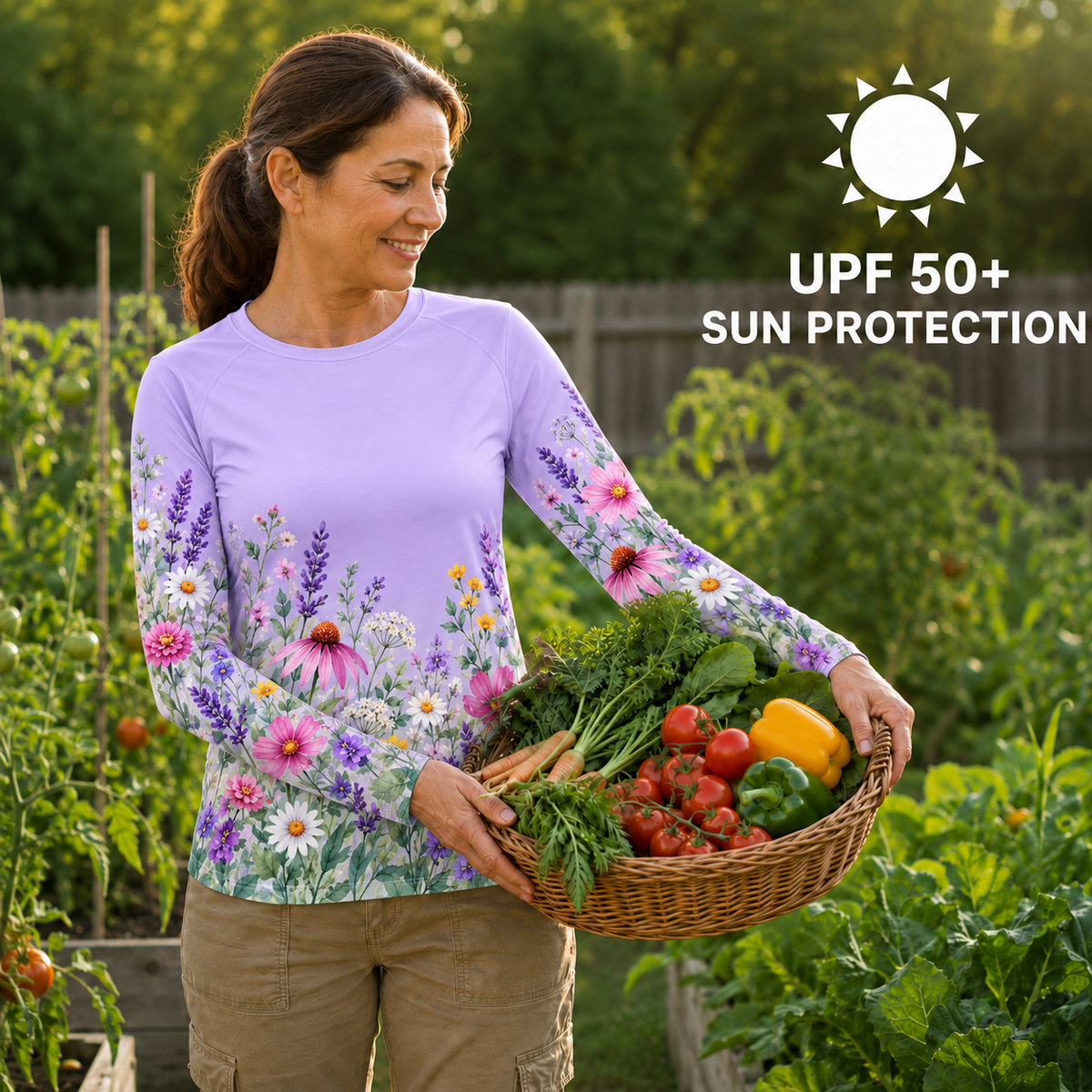Lavender Garden Women's Long-Sleeve Sun Shirt With Thumbholes
