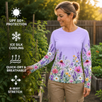 Lavender Garden Women's Long-Sleeve Sun Shirt With Thumbholes