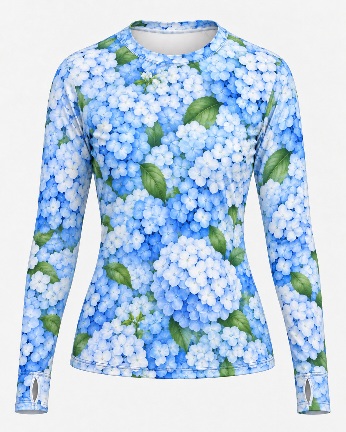 Blue Hydrangea Women's Long-Sleeve Sun Shirt With Thumbholes