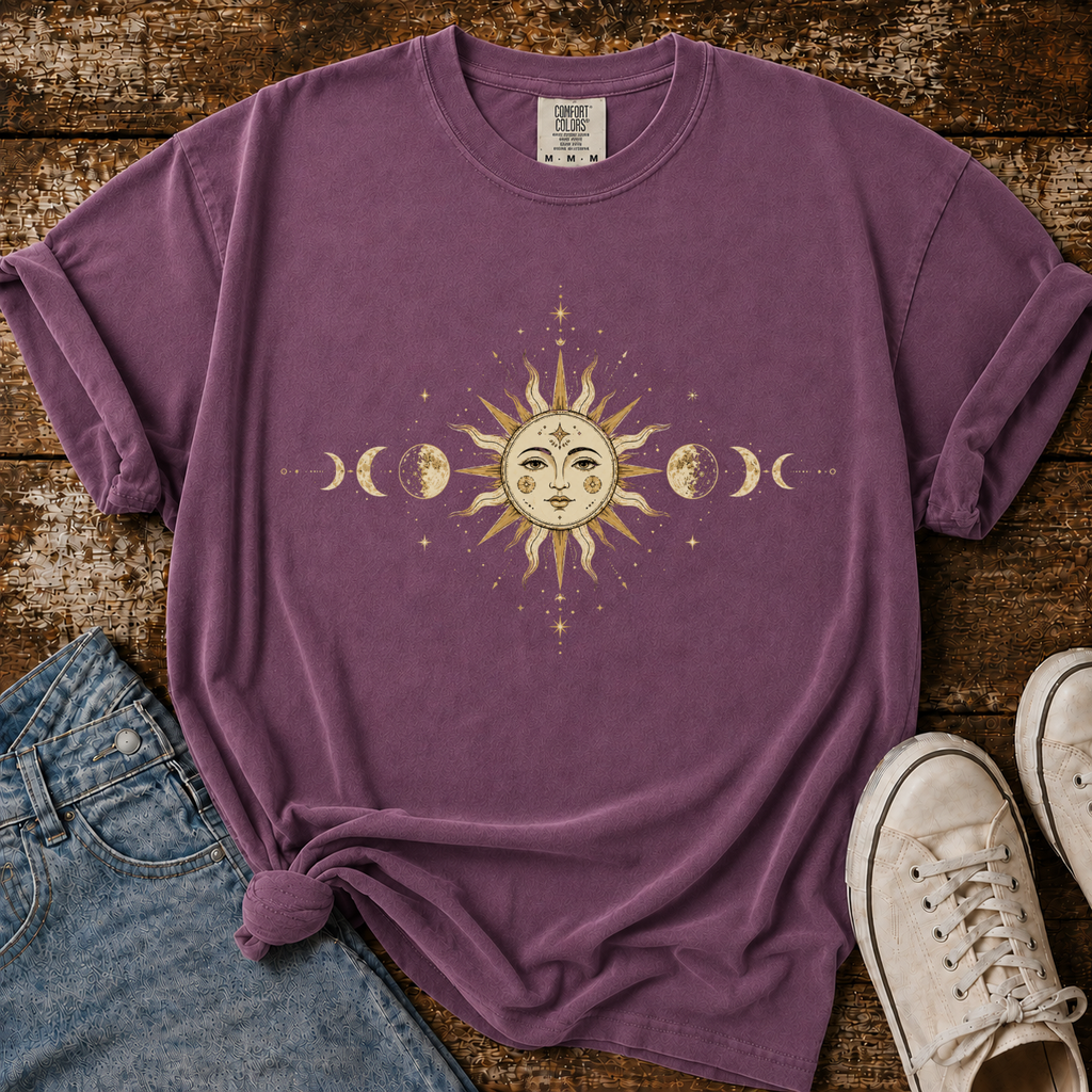 Celestial Sun And Moon Phase Comfort Colors T-shirt