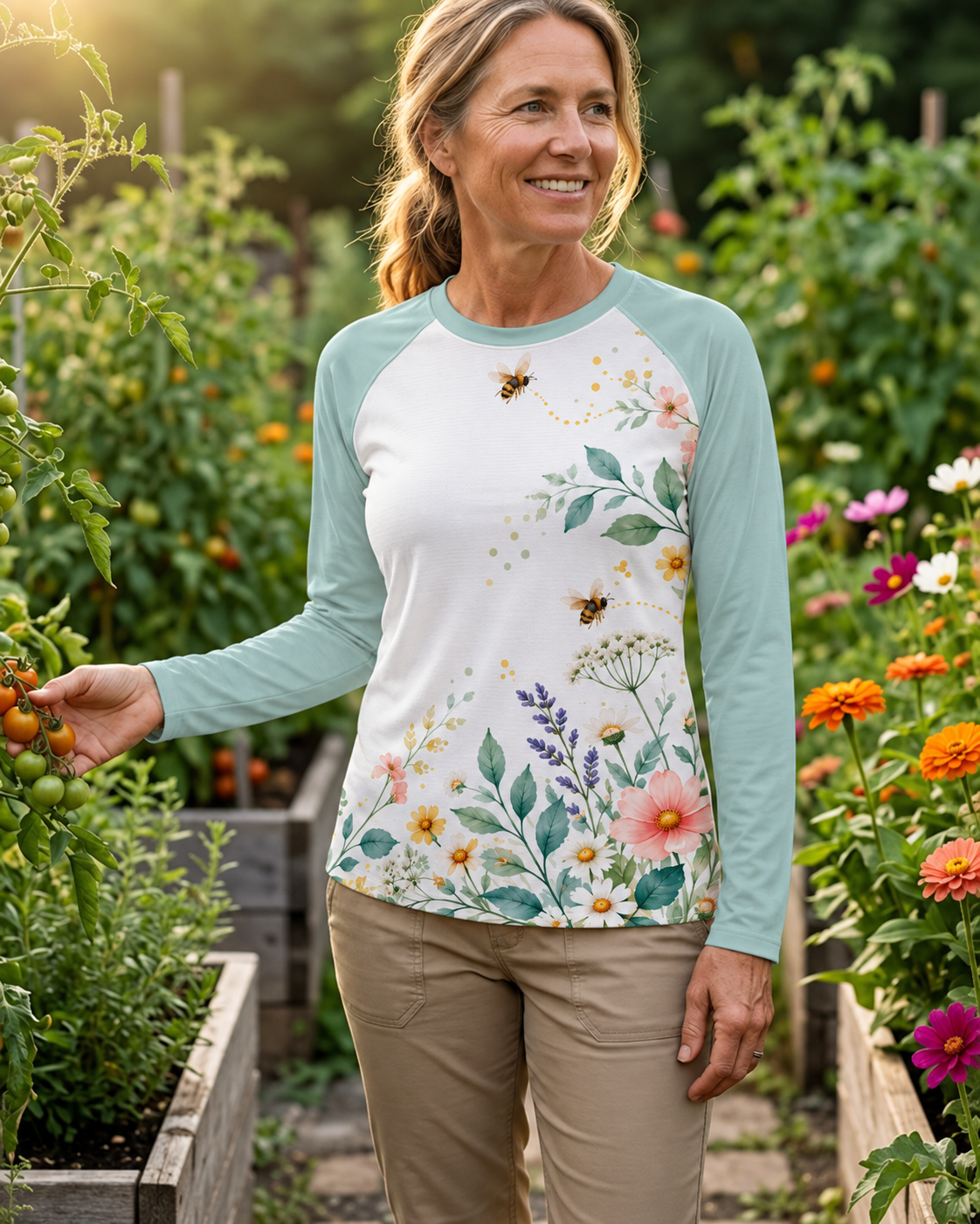 Pollinator Garden Women's Long-Sleeve Sun Shirt