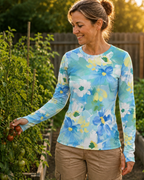 Aqua Bloom Women's Long-Sleeve Sun Shirt With Thumbholes