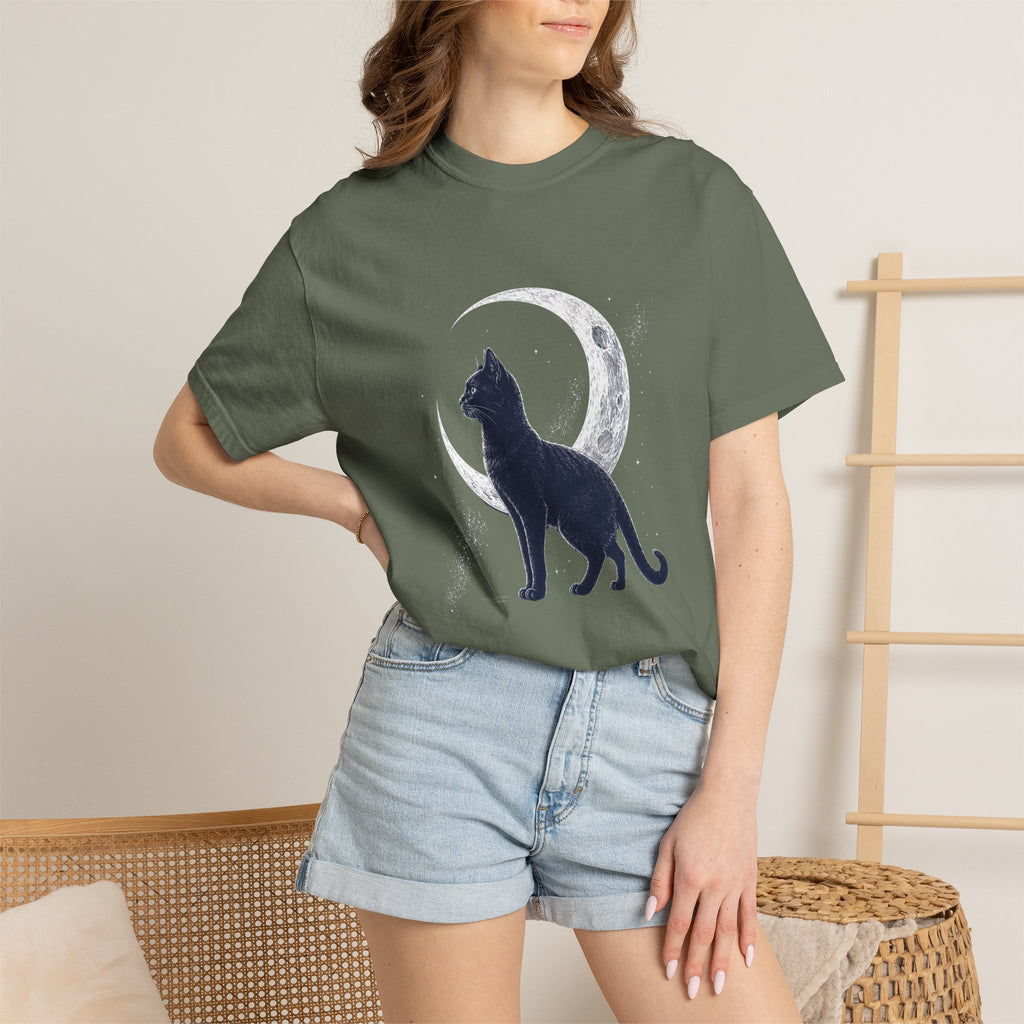 Black Cat and Moon Comfort Colors T-shirt