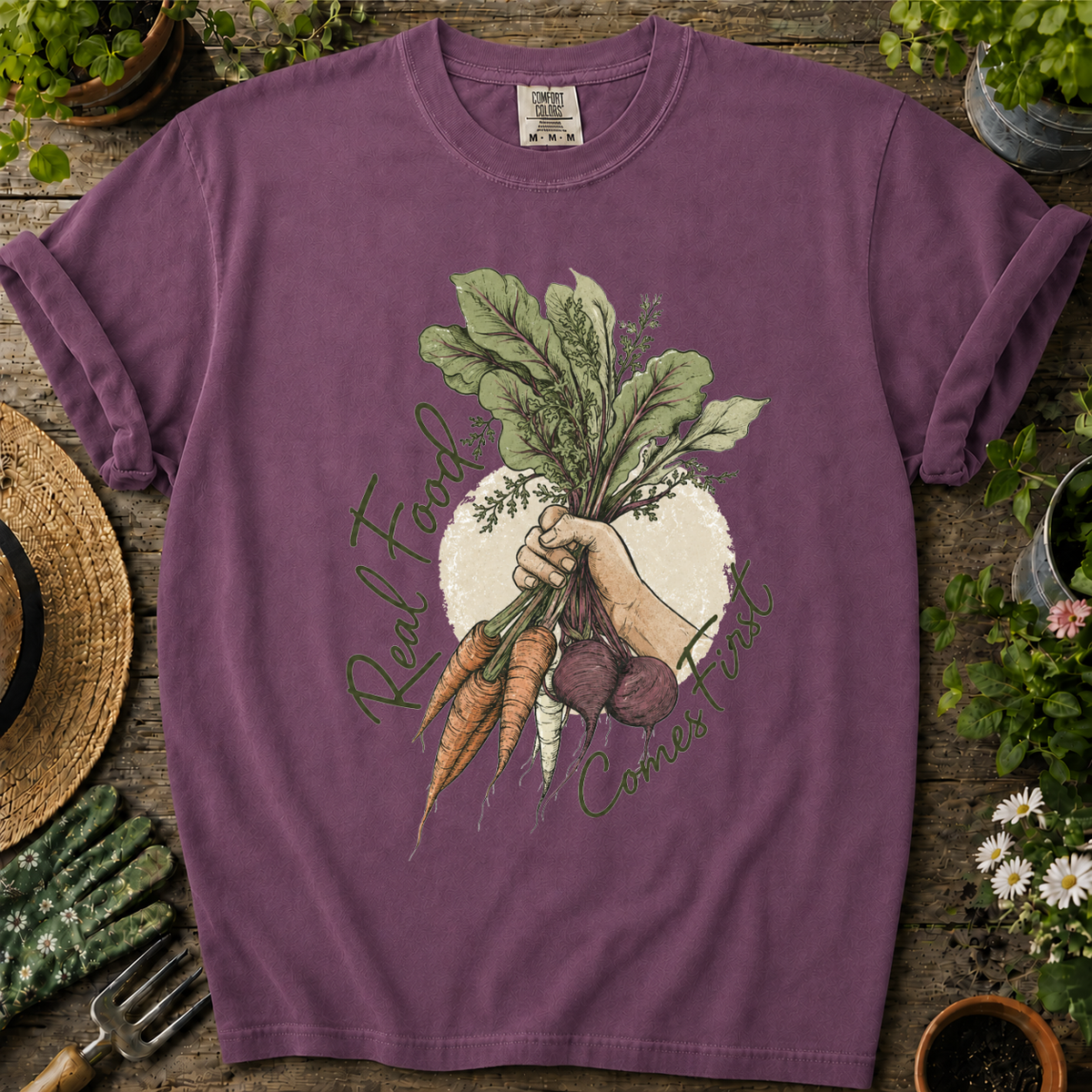 Real Food Comes First Comfort Colors T-shirt