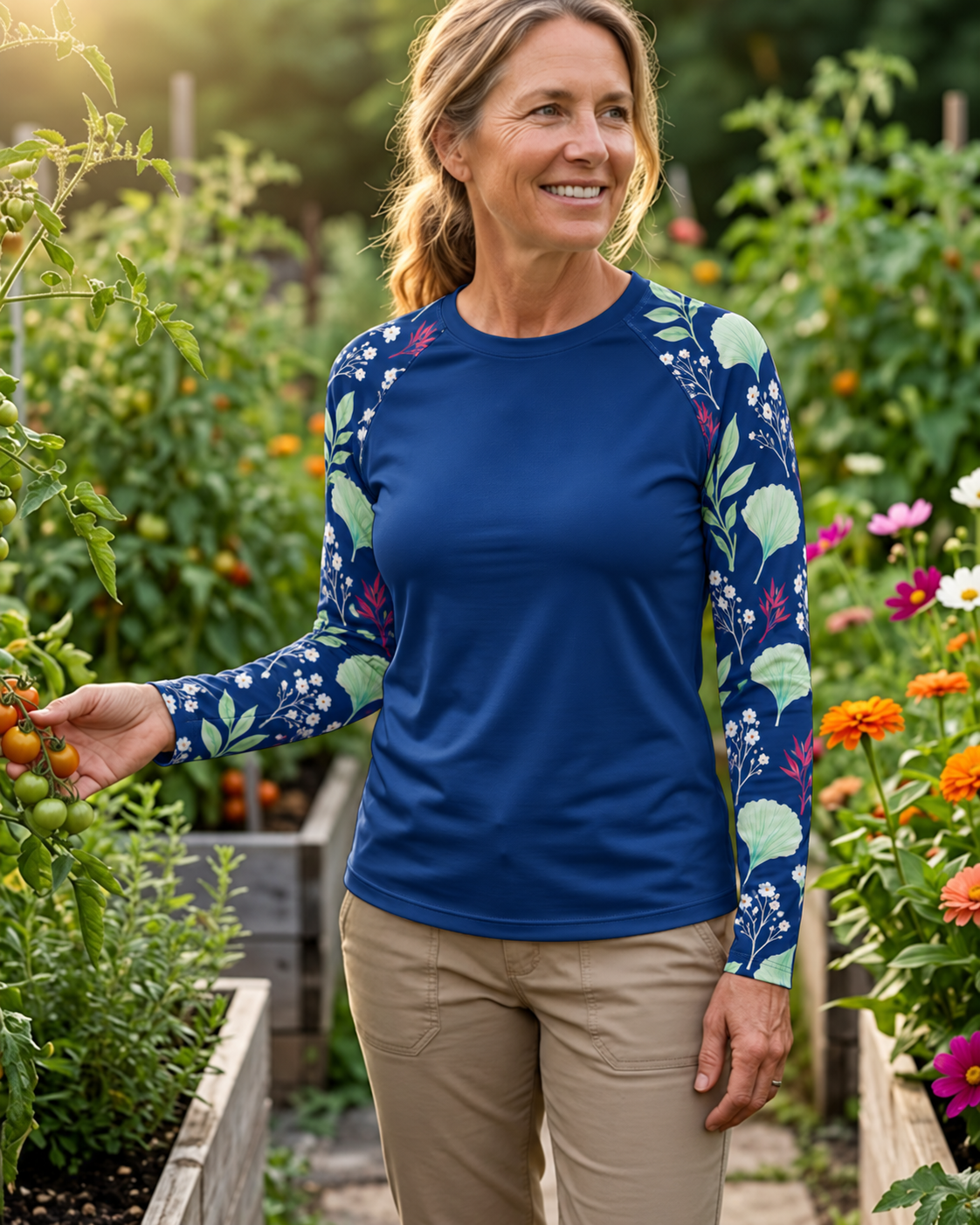 Navy Botanicals Women's Long-Sleeve Sun Shirt