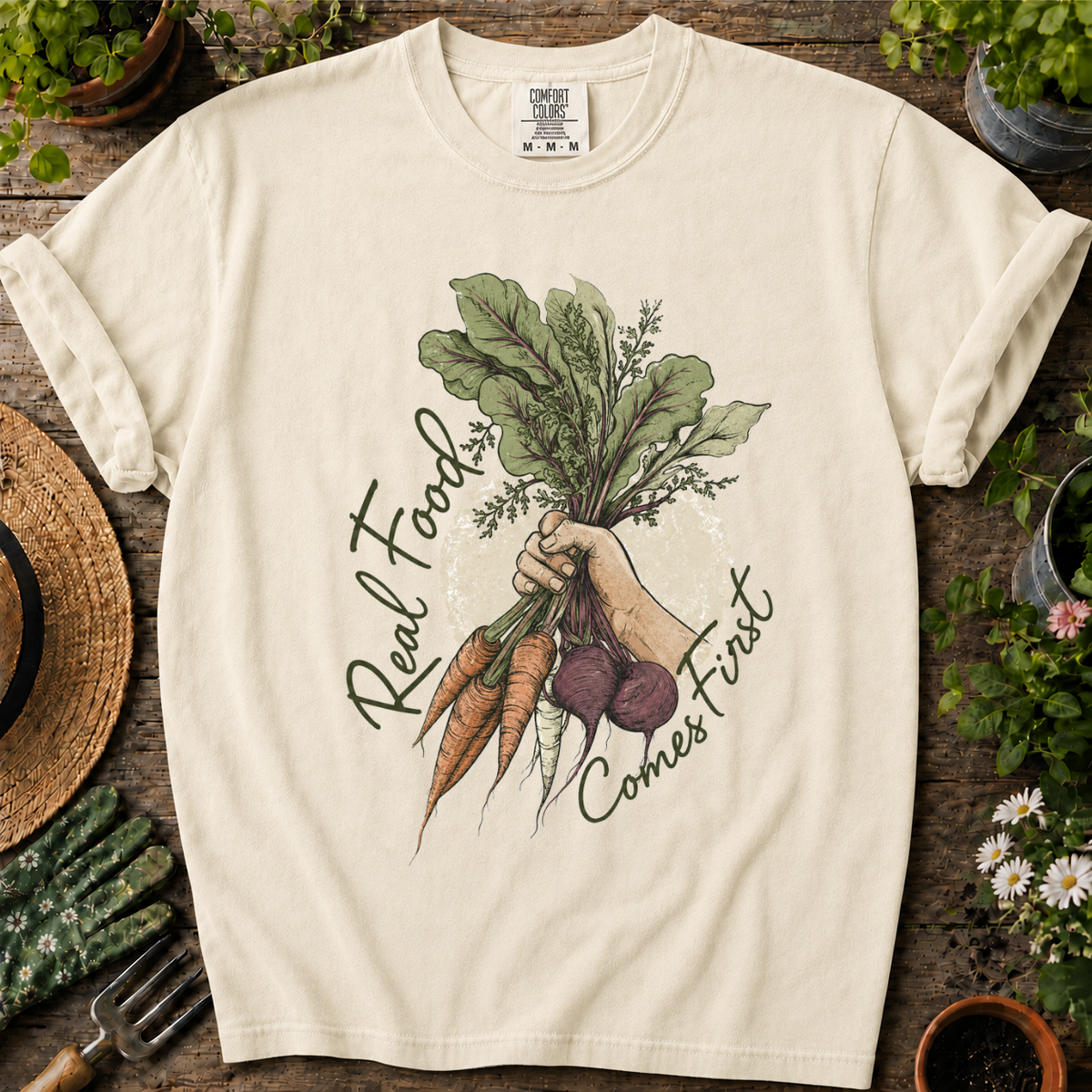 Real Food Comes First Comfort Colors T-shirt