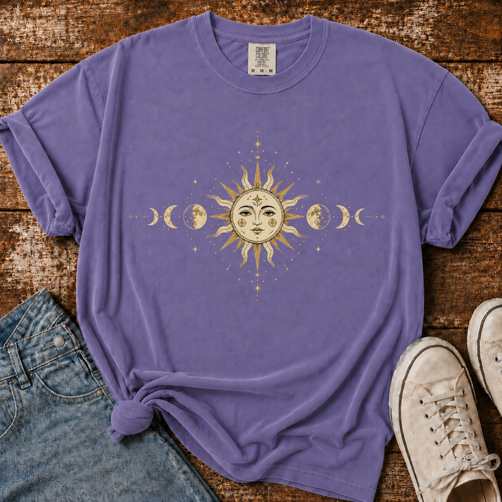 Celestial Sun And Moon Phase Comfort Colors T-shirt