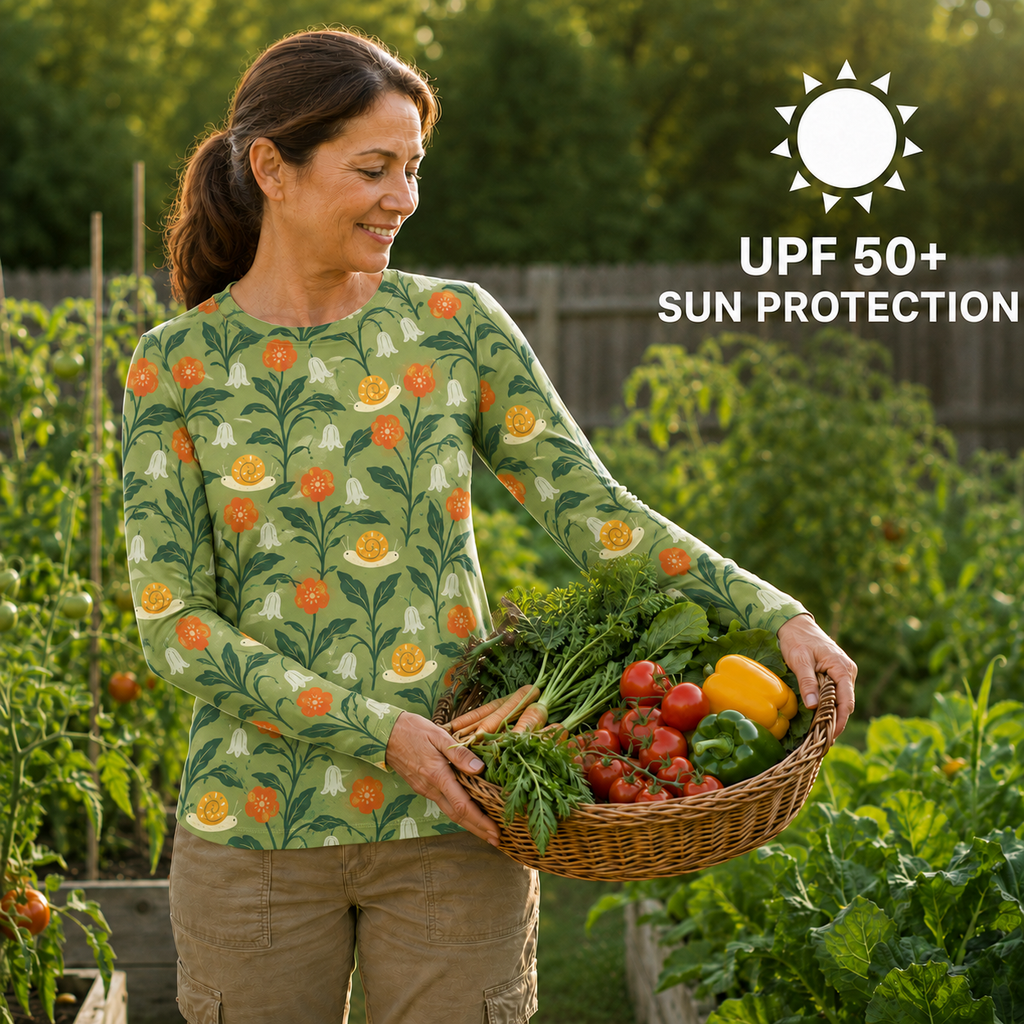 Garden Snail Meadow Women's Long-Sleeve Sun Shirt With Thumbholes