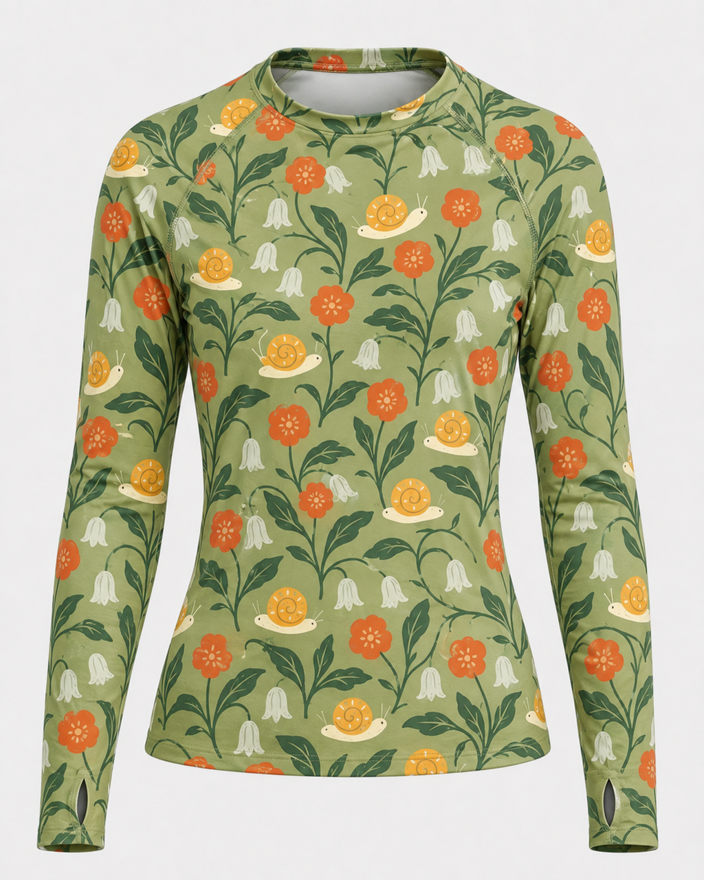 Garden Snail Meadow Women's Long-Sleeve Sun Shirt With Thumbholes