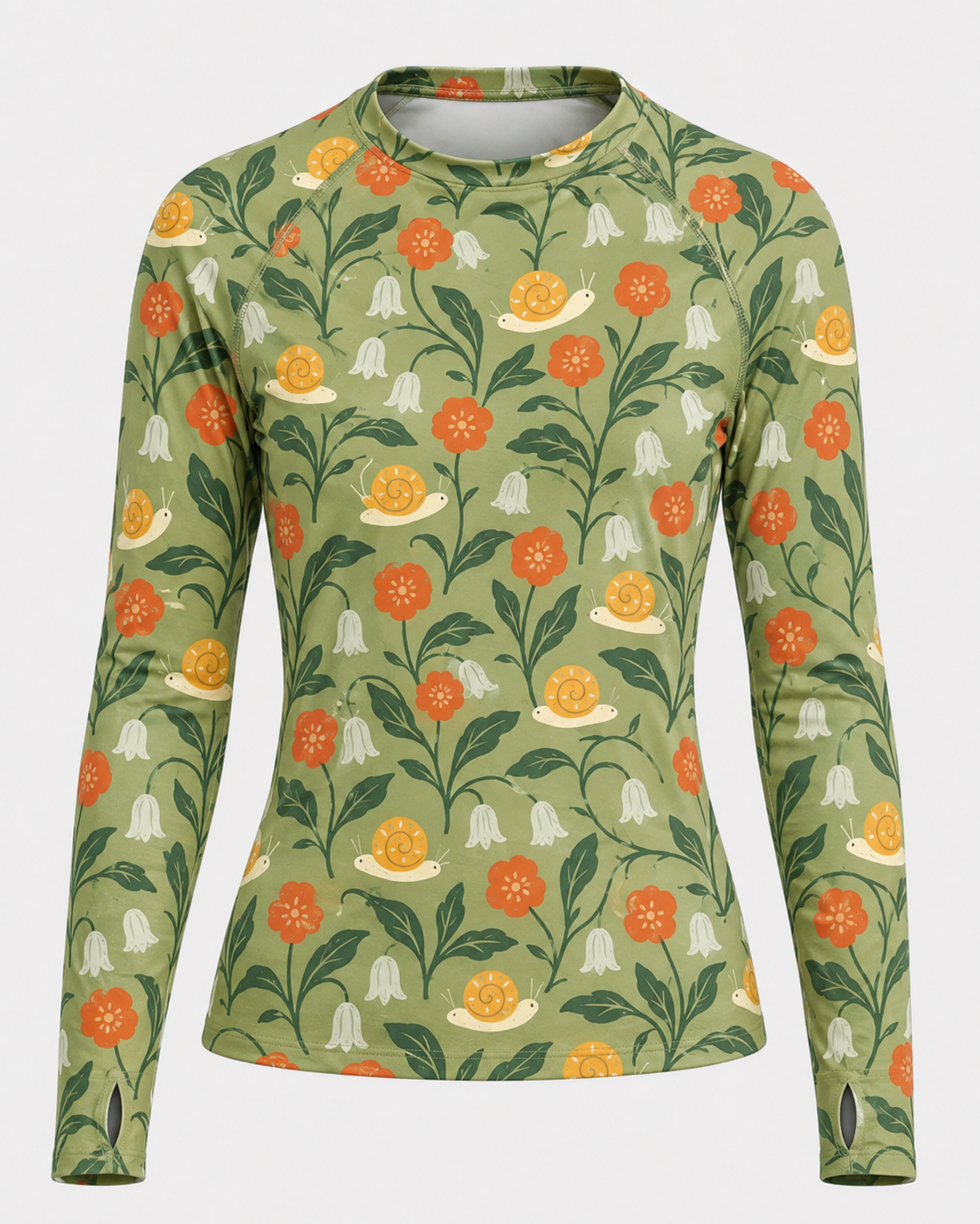 Garden Snail Meadow Women's Long-Sleeve Sun Shirt With Thumbholes
