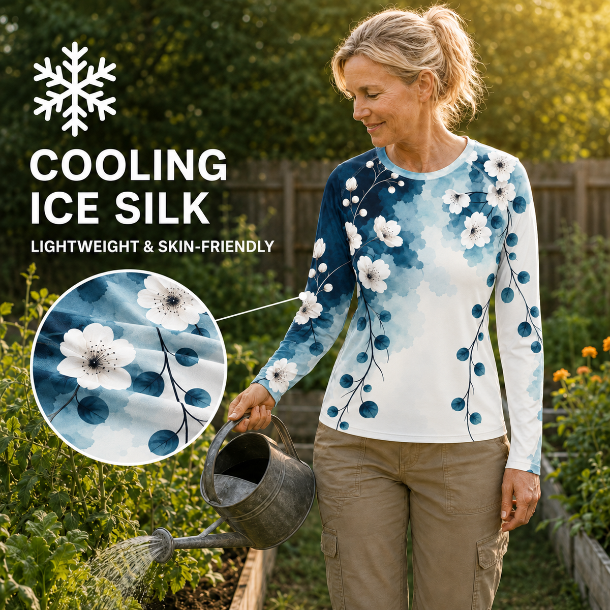 Flowers Women's Long-Sleeve Sun Shirt