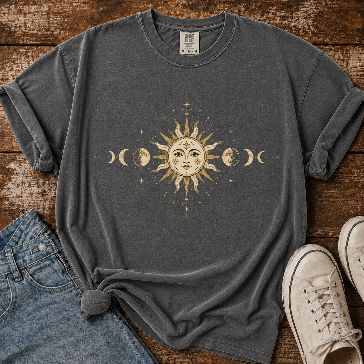 Celestial Sun And Moon Phase Comfort Colors T-shirt