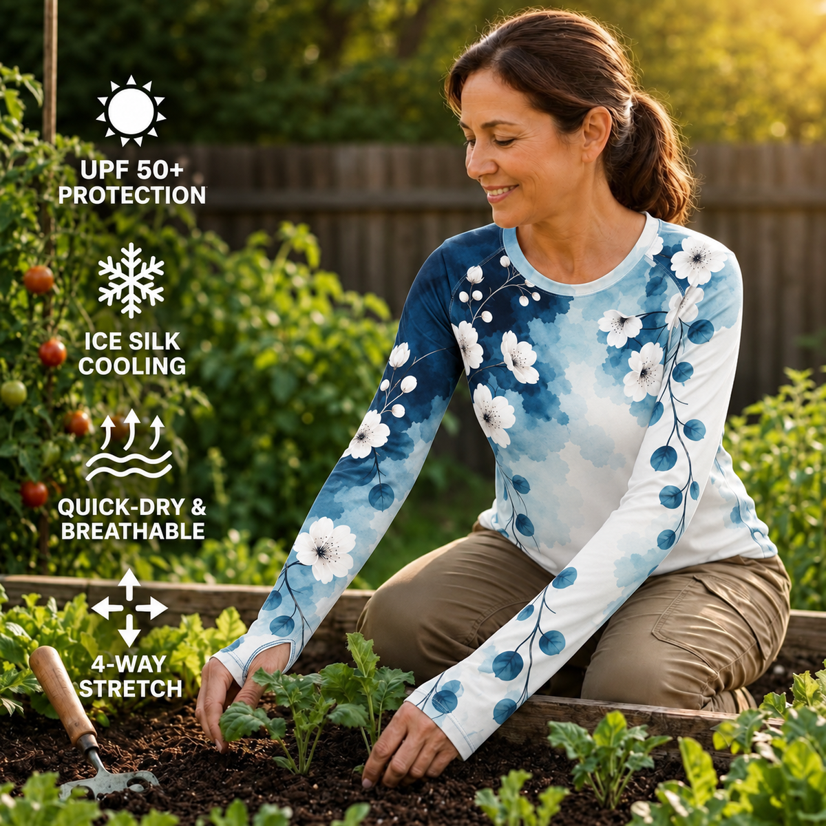 Flowers Women's Long-Sleeve Sun Shirt