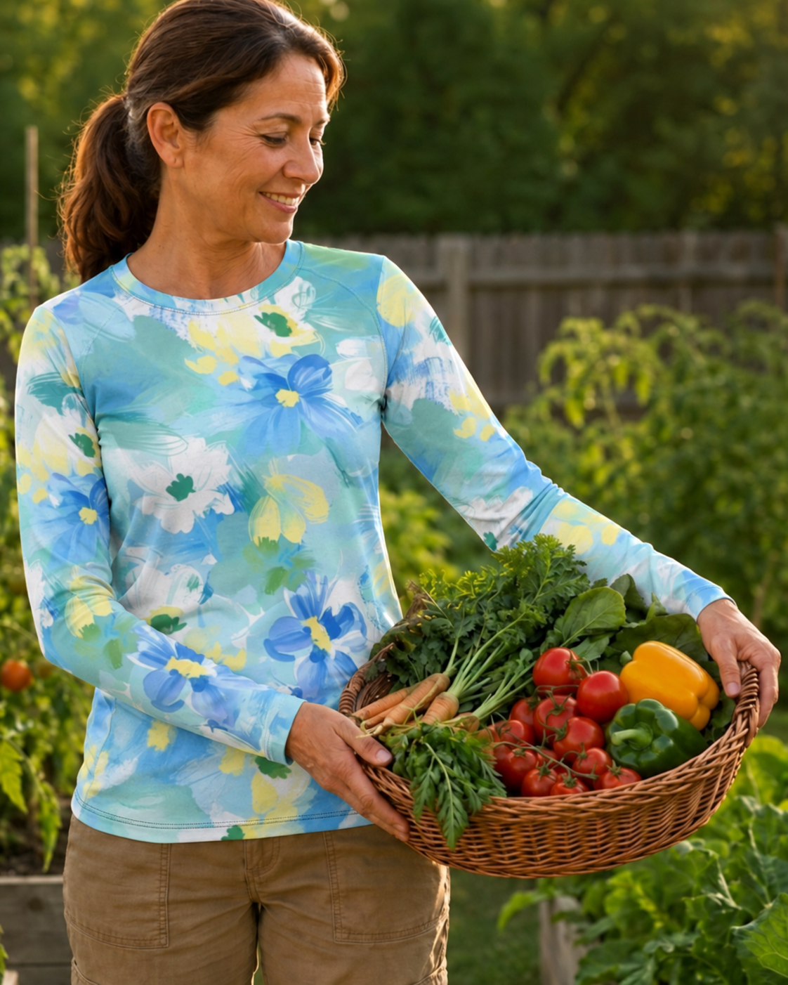 Aqua Bloom Women's Long-Sleeve Sun Shirt With Thumbholes