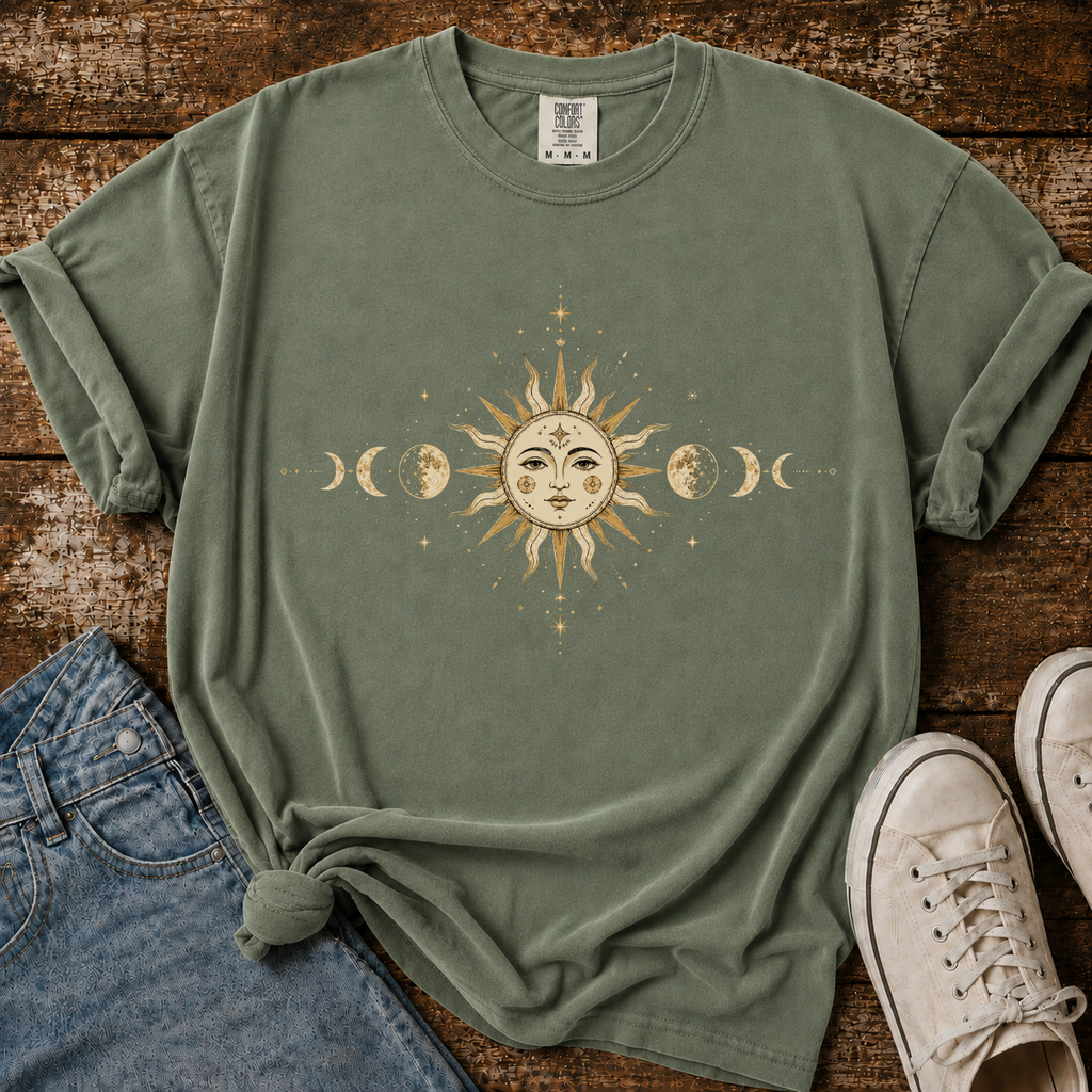 Celestial Sun And Moon Phase Comfort Colors T-shirt