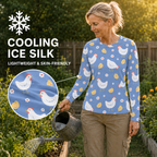 Chickens In Garden Women's Long-Sleeve Sun Shirt With Thumbholes