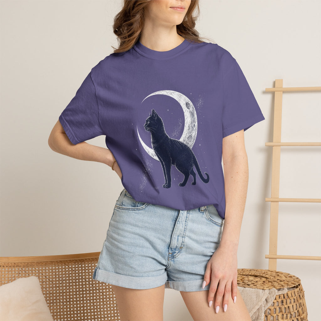 Black Cat and Moon Comfort Colors T-shirt