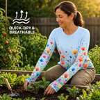 Flowers Garden Women's Long-Sleeve Sun Shirt With Thumbholes
