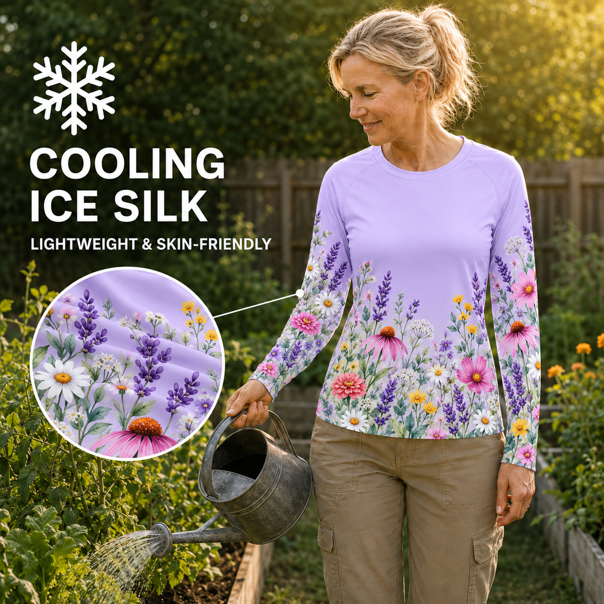 Lavender Garden Women's Long-Sleeve Sun Shirt With Thumbholes