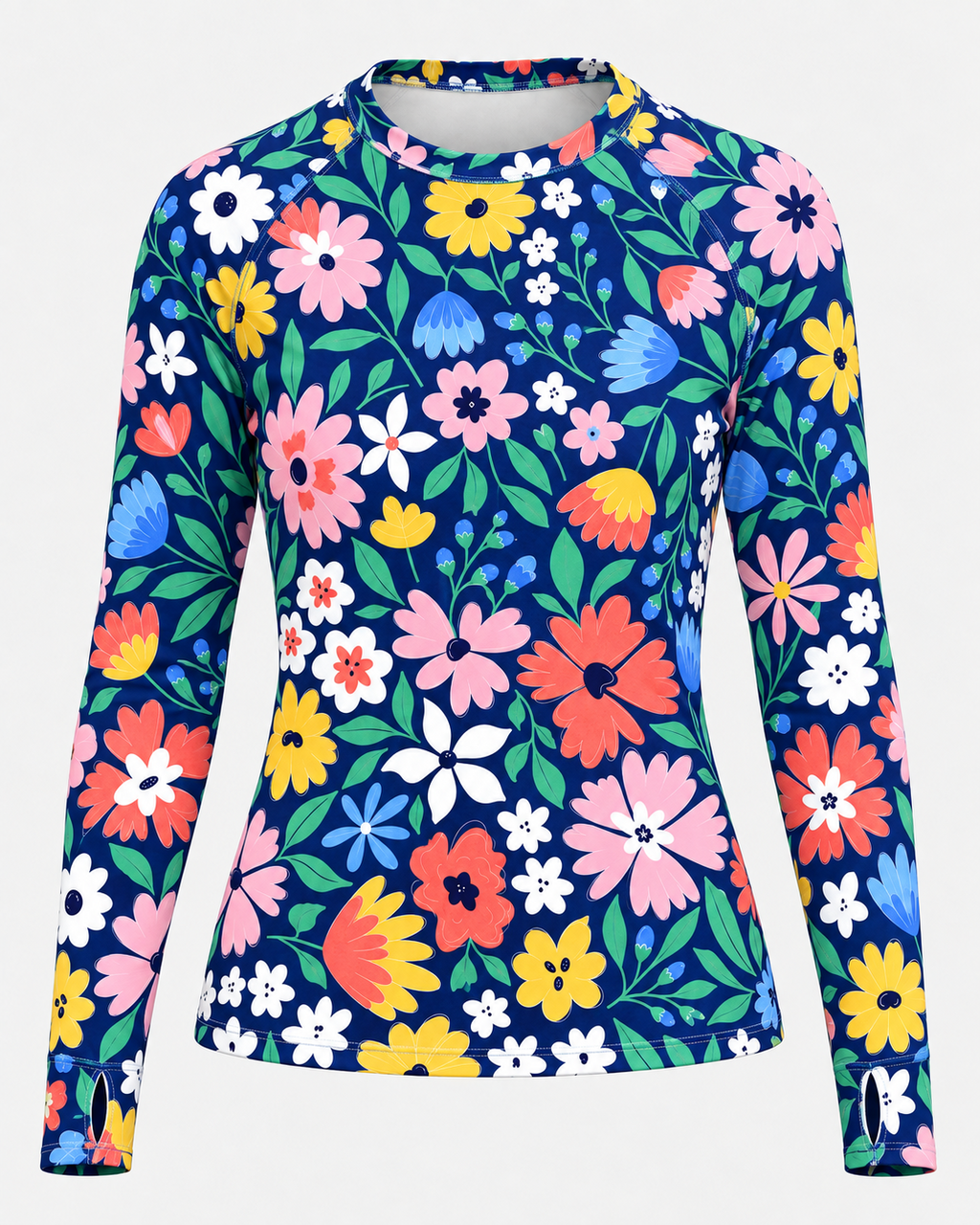 Colorful Wildflower Women's Long-Sleeve Sun Shirt With Thumbholes