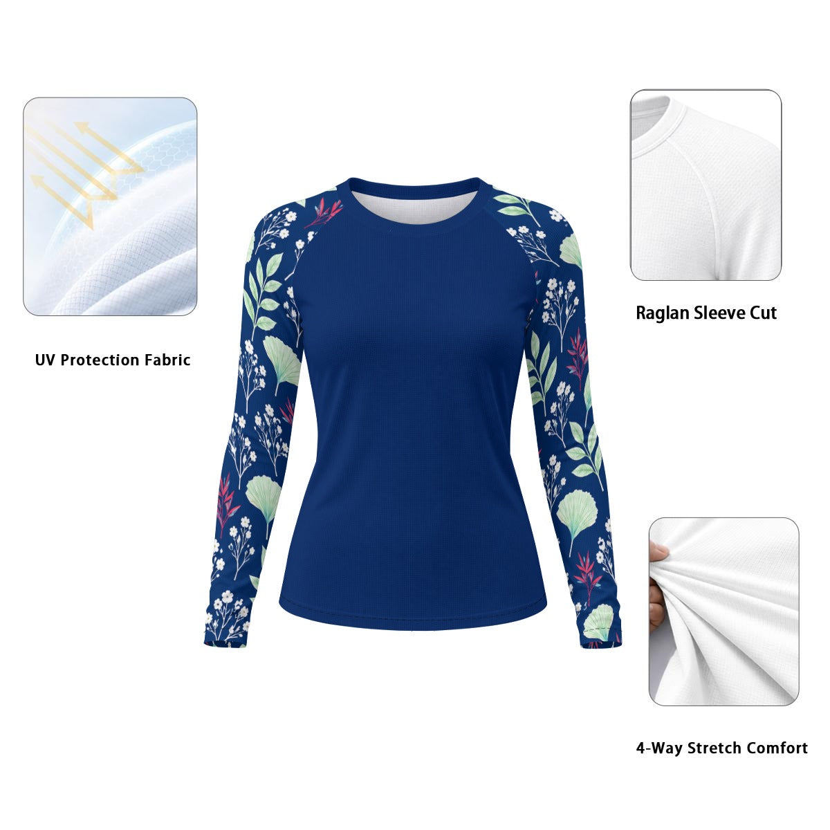 Navy Botanicals Women's Long-Sleeve Sun Shirt